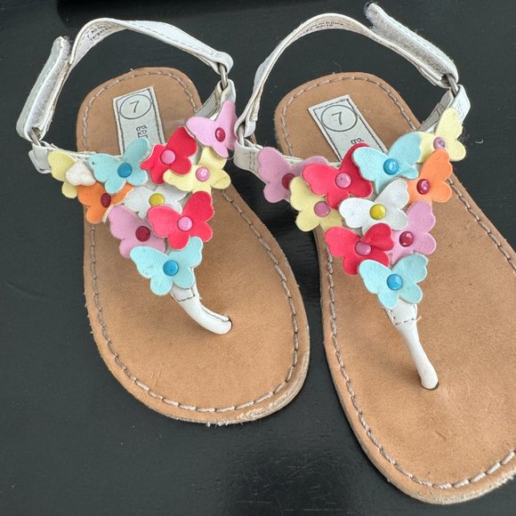 Genuine Kids by OshKosh Cute Floral T-Strap Toddler Sandals Sz 7 - Picture 2 of 4